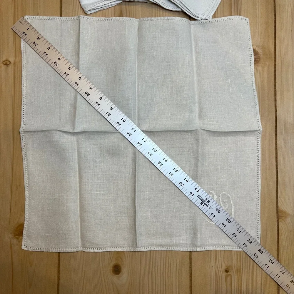 Unbranded Unisex Vintage Linen Napkins White Floral Embroidered Set of 5 16x16